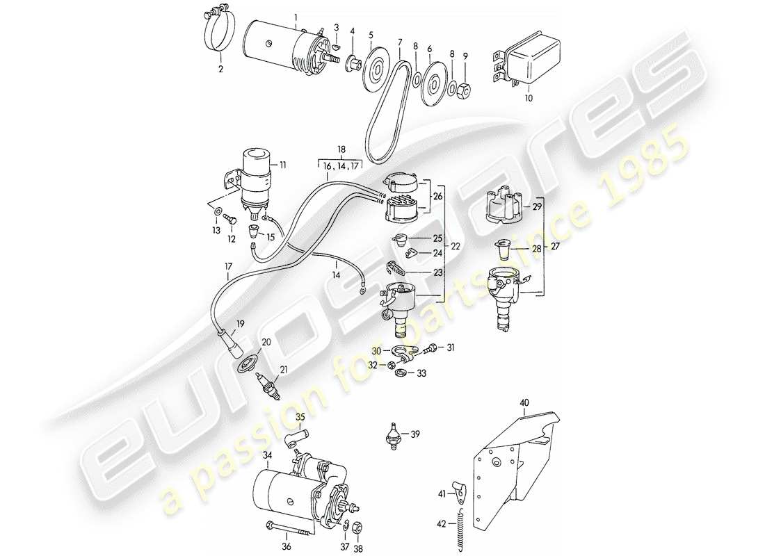 porsche 1956 (356/356a) equipo eléctrico - motor diagrama de piezas