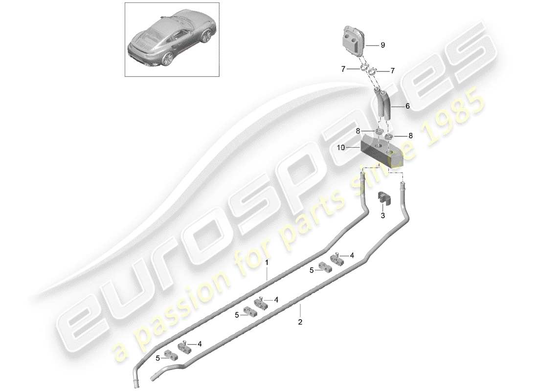 porsche 991 turbo (2020) diagrama de piezas del calentador
