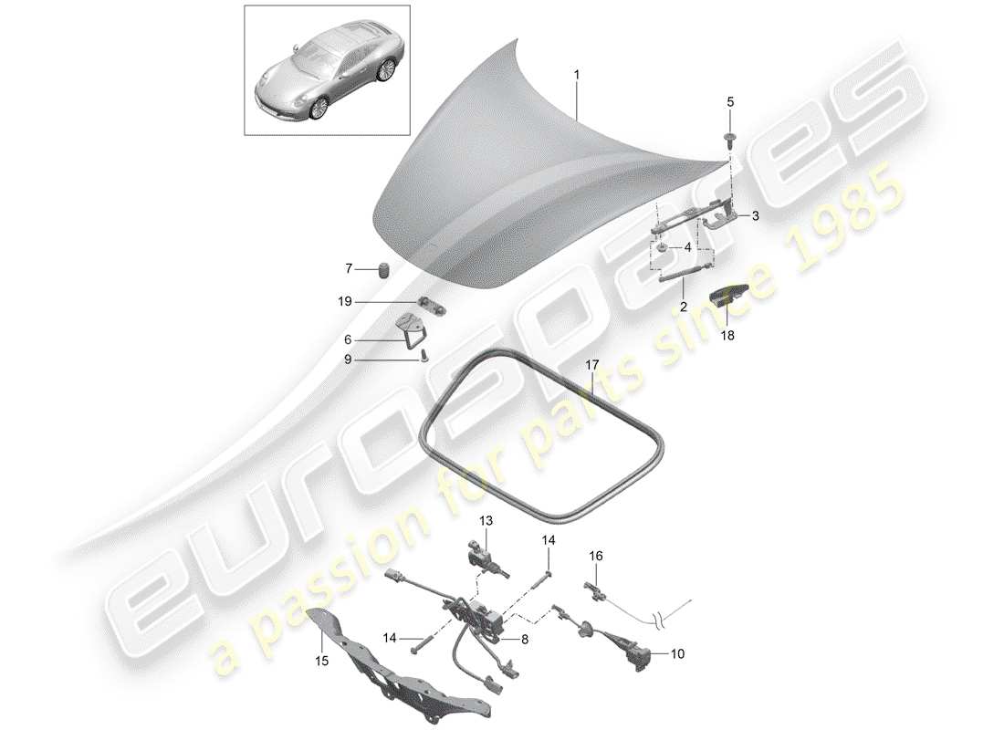 porsche 2019 (991-2) diagrama de piezas de la cubierta