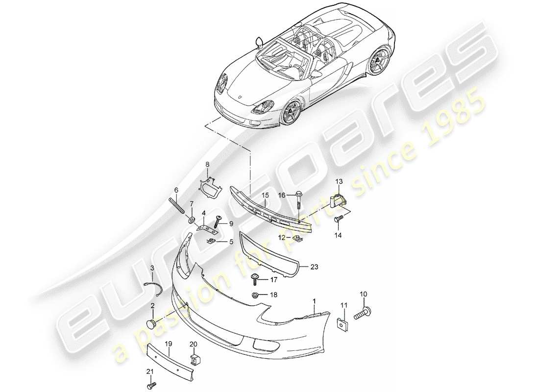 porsche 2004 (carrera gt) parachoque diagrama de piezas