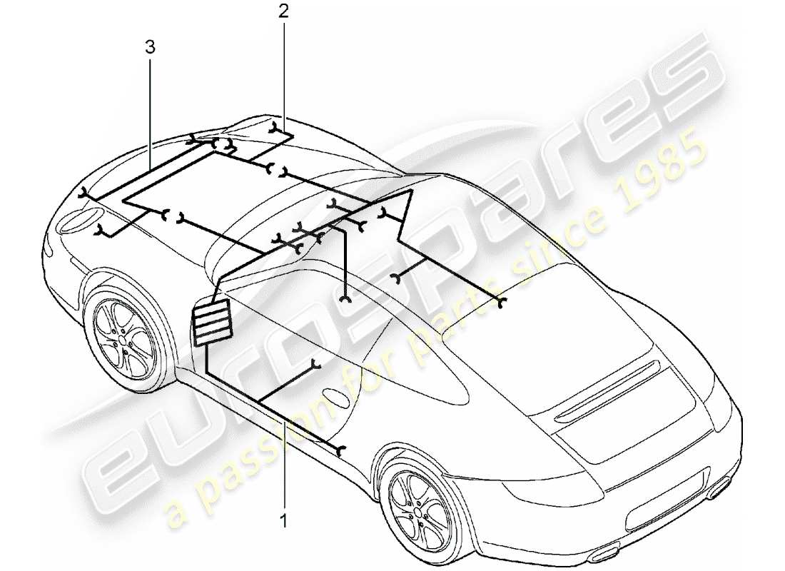 porsche 2005 (997-1) cableando arneses diagrama de piezas