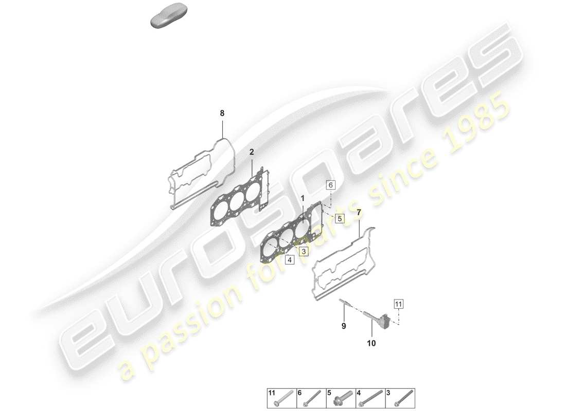 porsche 2020 (992-1) cabeza de cilindro diagrama de piezas