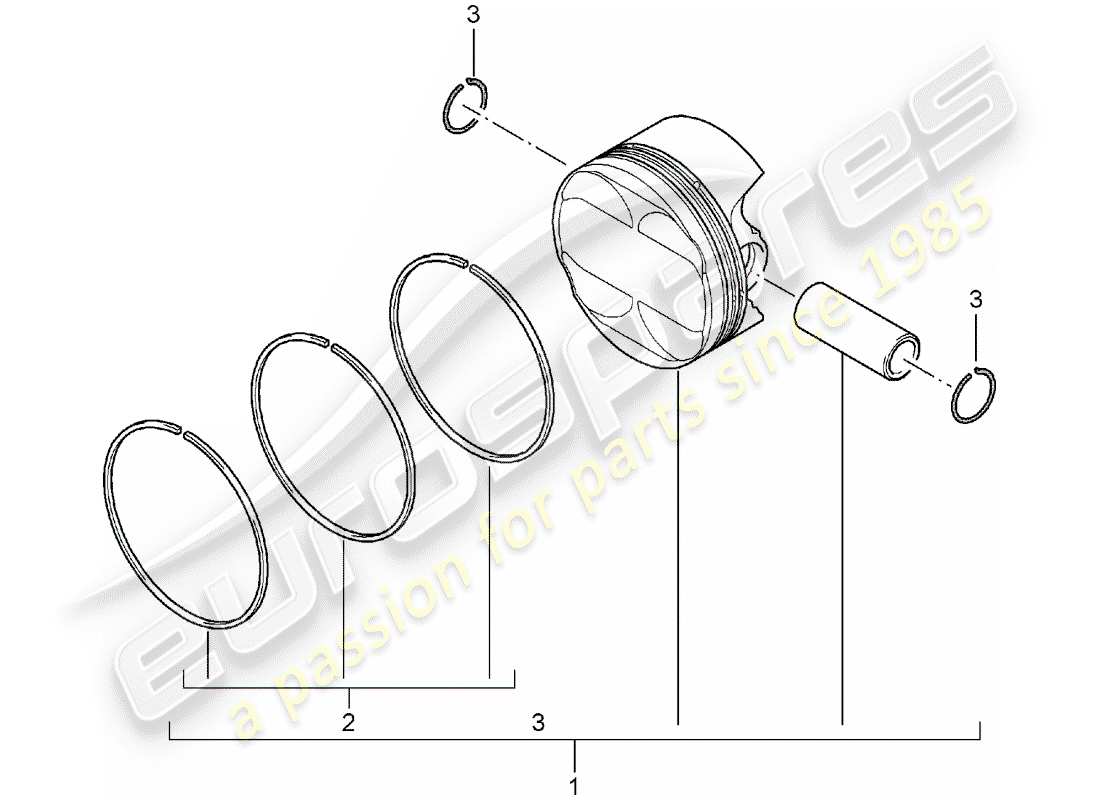 porsche 2005 (997-1) pistón diagrama de piezas