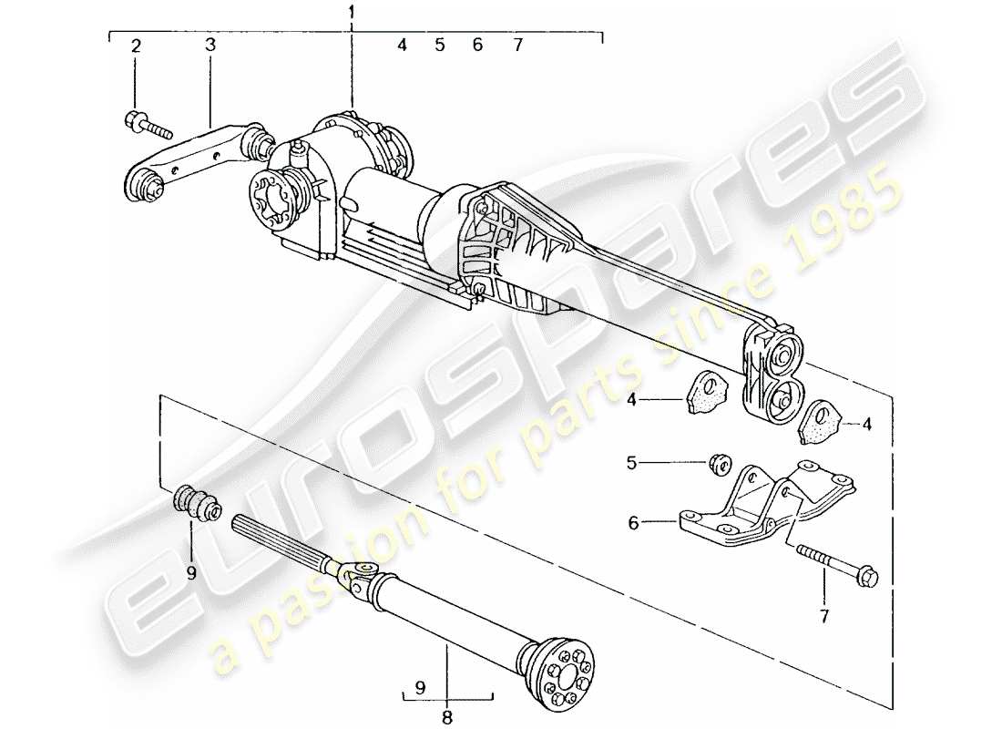 porsche 2003 (996 turbo / gt2) diferencial del eje delantero - diagrama de piezas del eje de propulsor