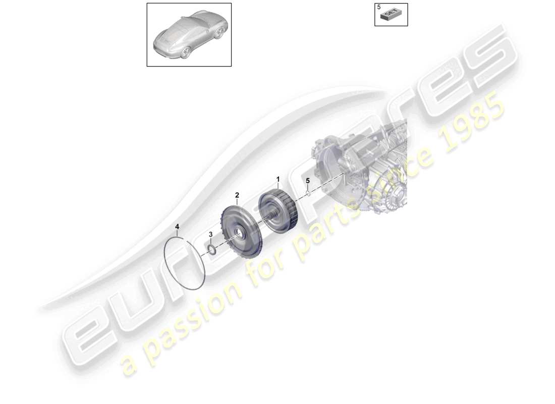 porsche 2012 (991-1) - pdk - diagrama de piezas del embrague de la caja de cambios para caja de cambios de doble embrague