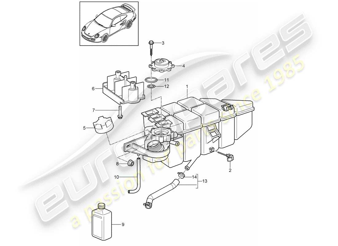 porsche 2013 (997-2 turbo / gt2 rs) refrigeración por agua 4 diagrama de piezas