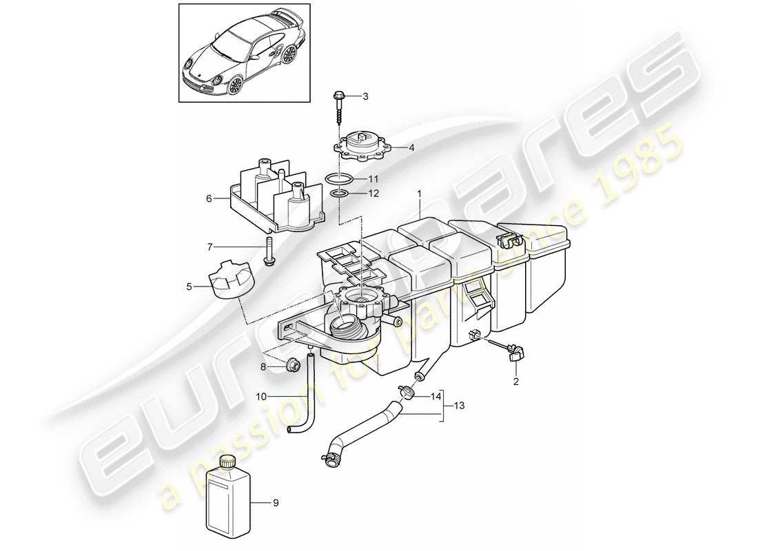porsche 911 t/gt2rs (2013) refrigeración por agua 4 diagrama de piezas