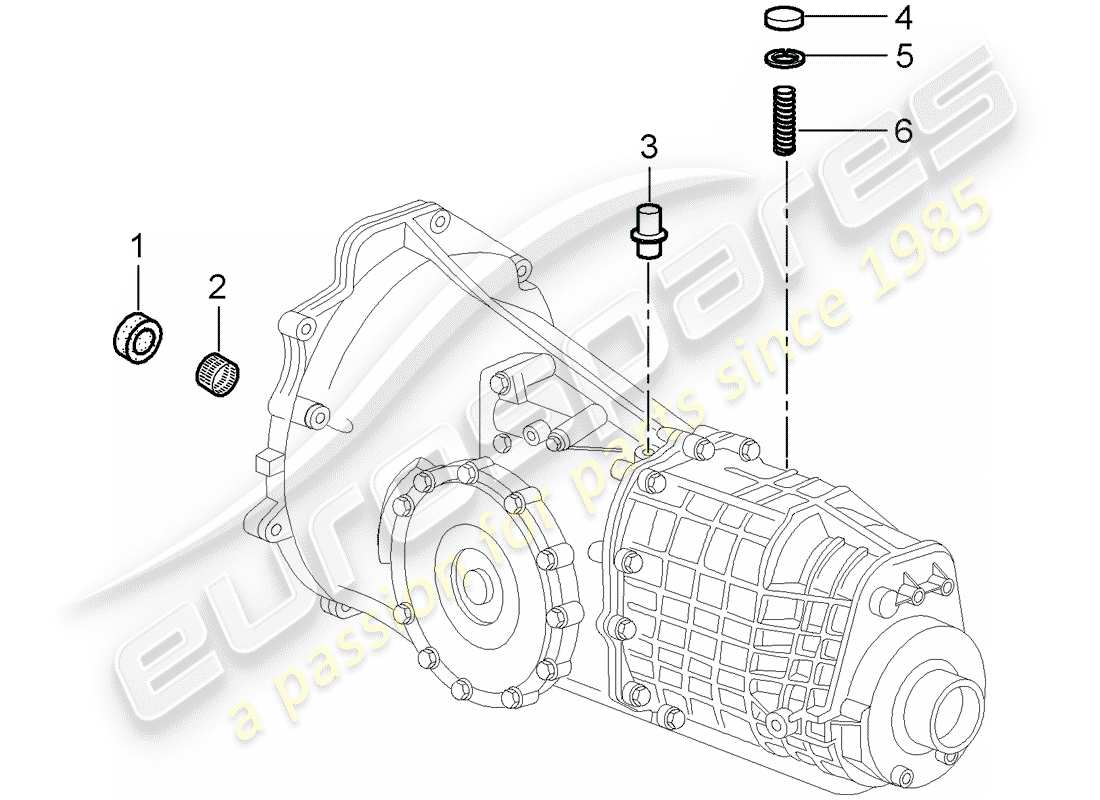 porsche 2002 (986 boxster) transmisión - piezas únicas - d - mj 2000>> diagrama de piezas