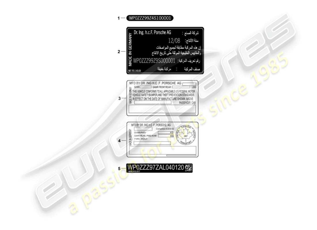 porsche 2020 (991-2 r/gt3/rs) señales/avisos diagrama de piezas