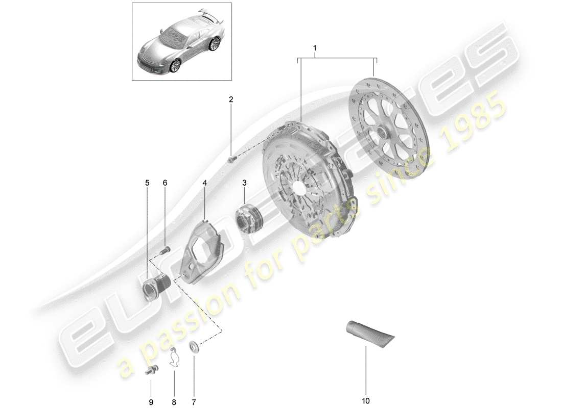 porsche 2020 (991-2 r/gt3/rs) embrague diagrama de piezas
