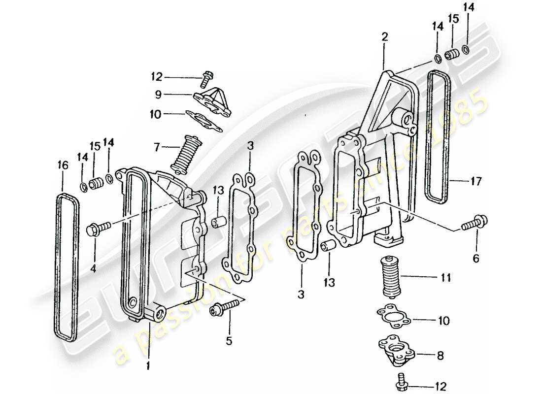 porsche 2003 (996 turbo / gt2) caja de cadena - tensor - diagrama de piezas de cadena