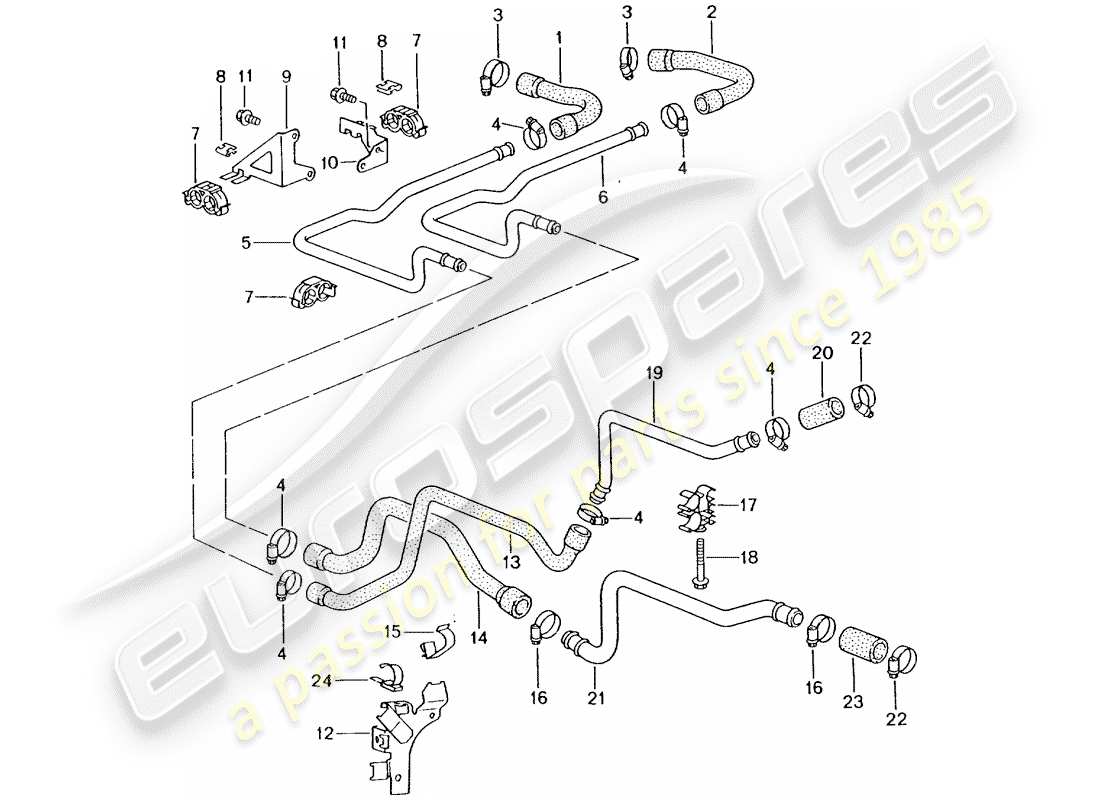 porsche 2003 (996 turbo / gt2) líneas - calentador diagrama de piezas