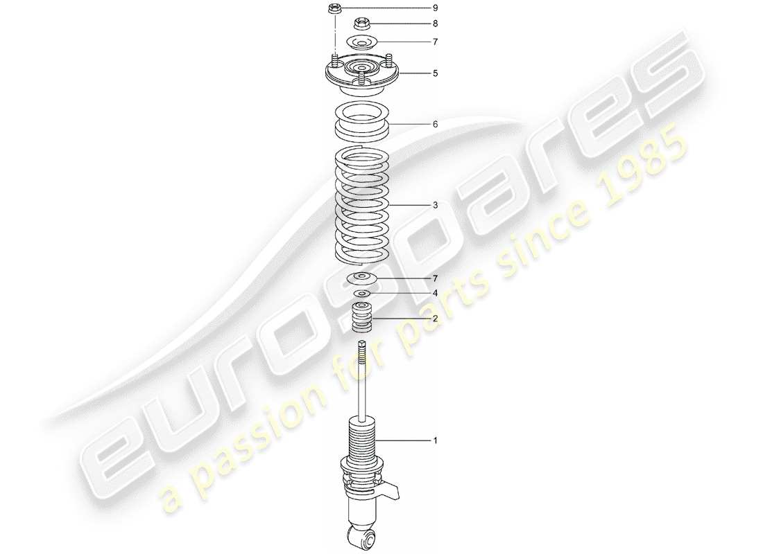 porsche 2004 (996 turbo / gt2) amortiguador - muelle helicóptico diagrama de piezas