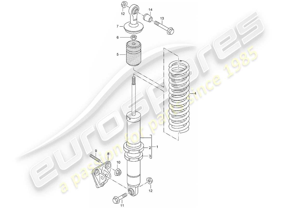 porsche 2004 (carrera gt) suspensión - puntal amortiguador - soporte diagrama de piezas