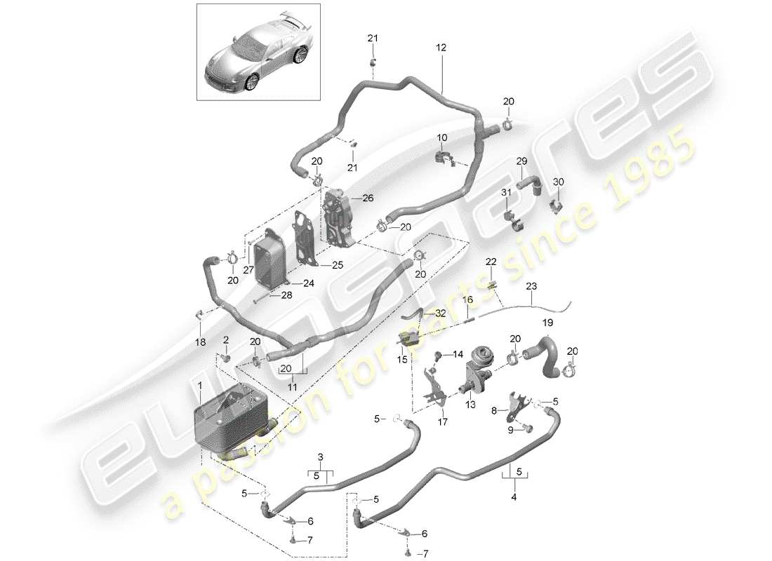 porsche 991r/gt3/rs (2014) - pdk - diagrama de piezas