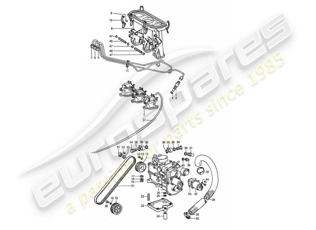 porsche 1976 (911) inyección mecánica diagrama de piezas
