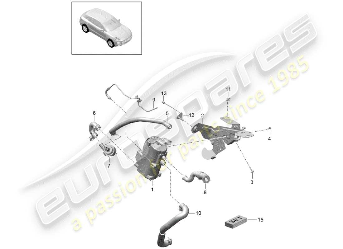 porsche 2017 (macan) calentador adicional diagrama de piezas