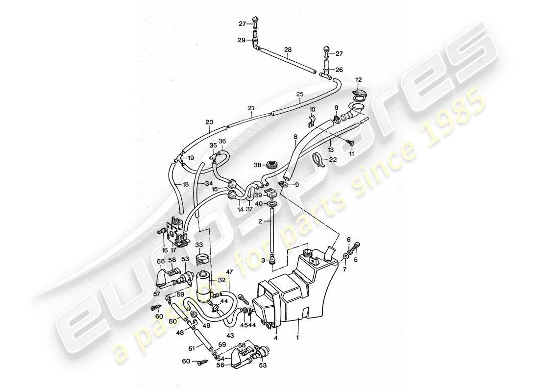 porsche 1975 (911 turbo) unidad arandela - junto con - sistema arandela diagrama de piezas