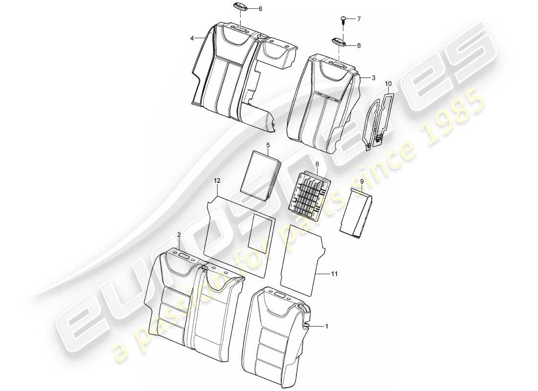 porsche 2010 (cayenne e1 9pa) diagrama de piezas de la pieza de espuma