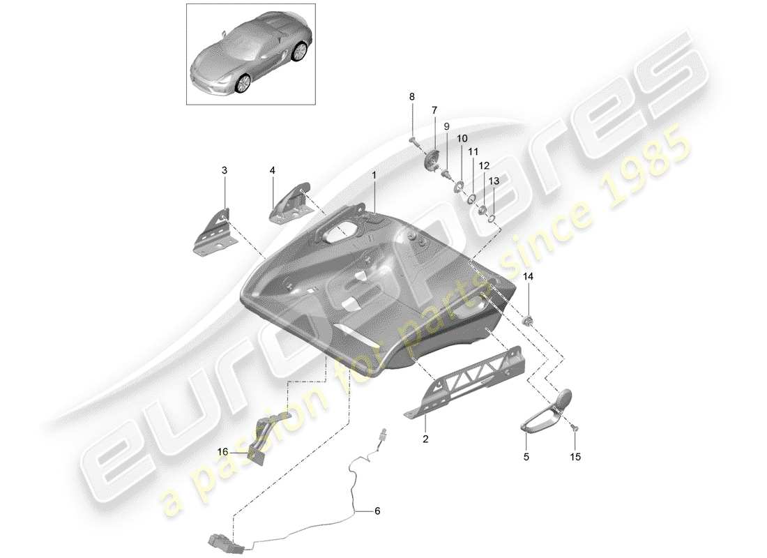 porsche 2016 (981 boxster spyder) diagrama de piezas de seat