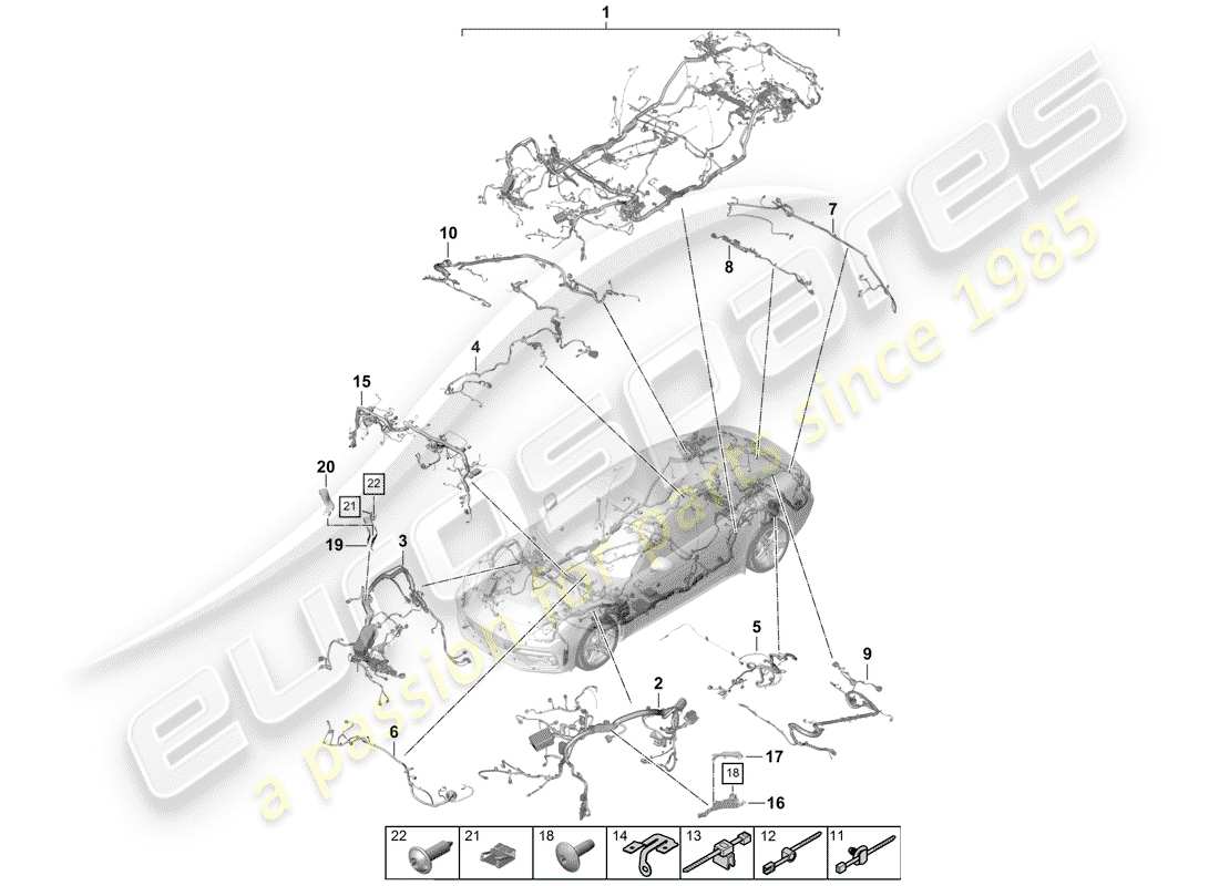 porsche 2019 (panamera 971-1) cableando arneses diagrama de piezas