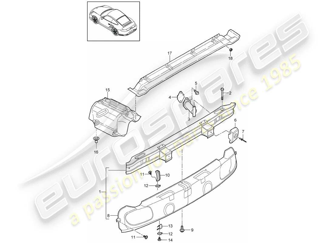 porsche 2013 (997-2 turbo / gt2 rs) diagrama de piezas del parachoques
