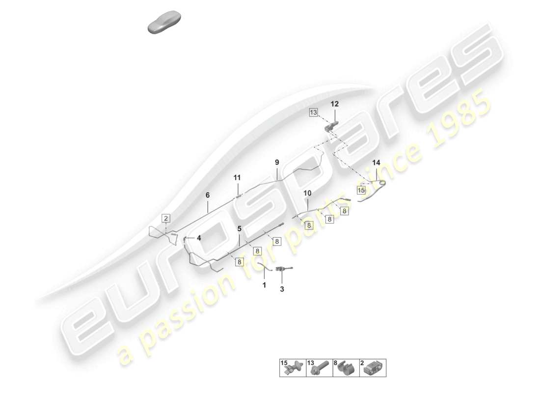 porsche 2019 (992-1) acoplamiento hidráulico cilindro maestro del embrague diagrama de piezas