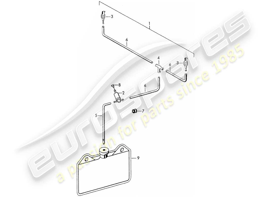 porsche 1956 (356/356a) windshield washer unit diagrama de piezas