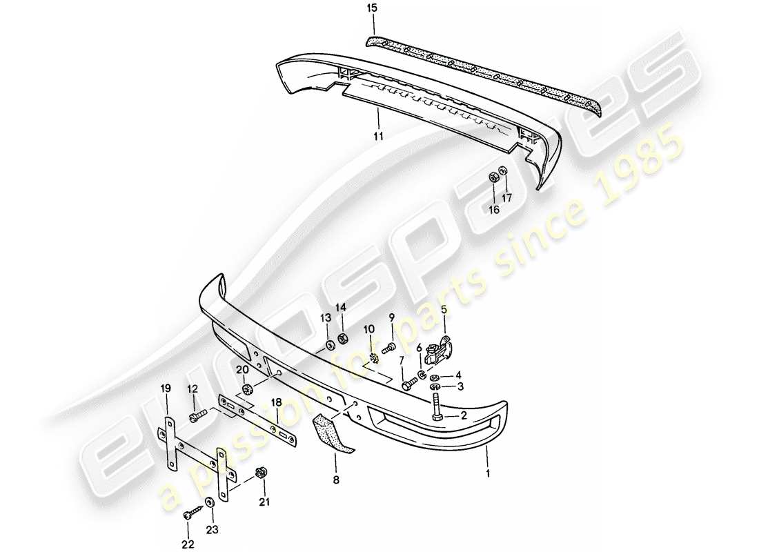 porsche 1988 (924s) parachoques - sin: - diagrama de piezas del buffer