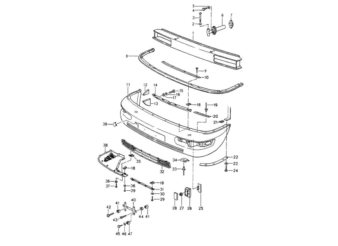 porsche 1994 (964) parachoque diagrama de piezas