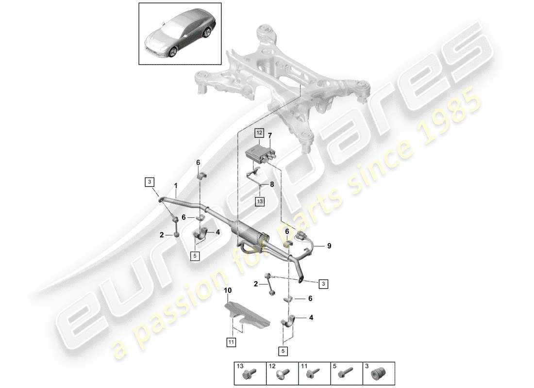 porsche 2019 (panamera 971-1) estabilizador diagrama de piezas