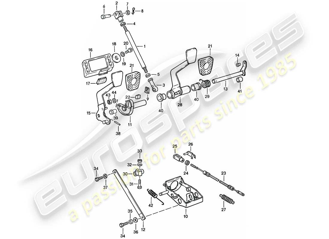 porsche 1986 (911) pedales diagrama de piezas