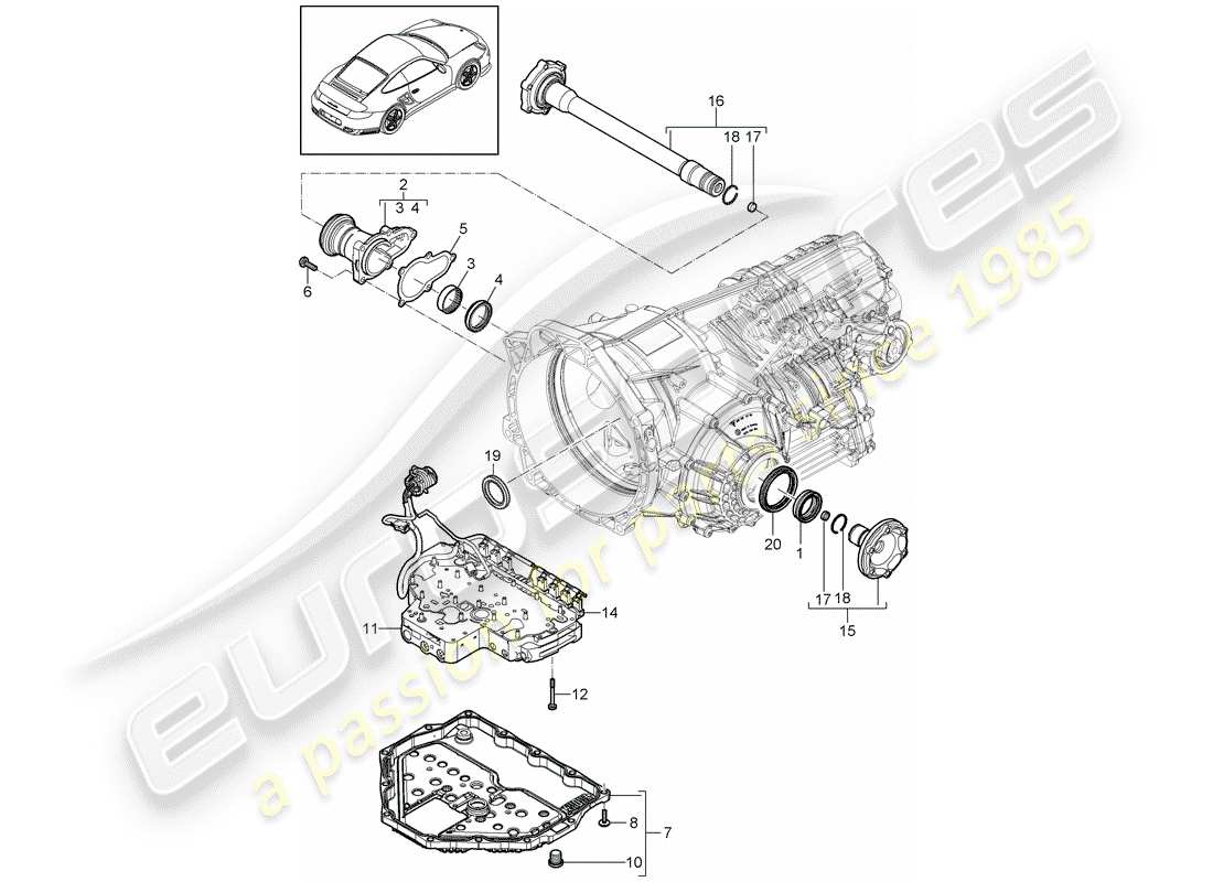 porsche 2013 (997-2 turbo / gt2 rs) - pdk - diagrama de piezas