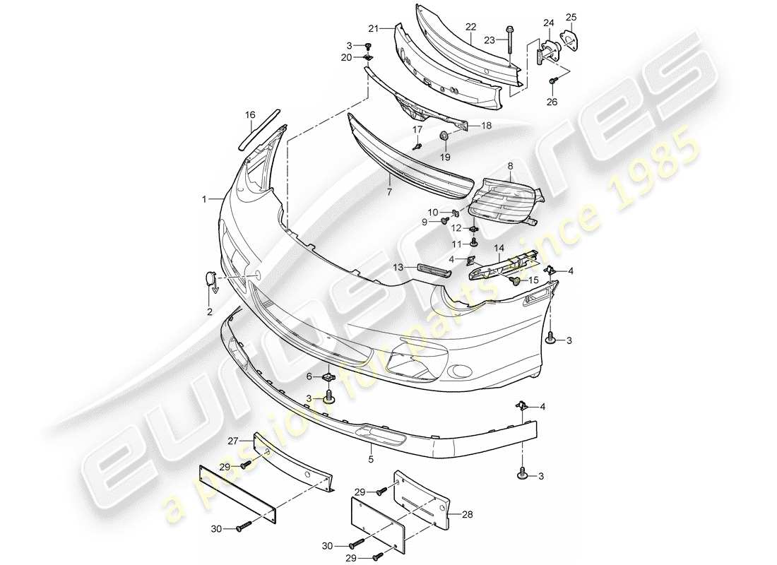 porsche 2009 997-2 turbo / gt2 parachoque diagrama de piezas