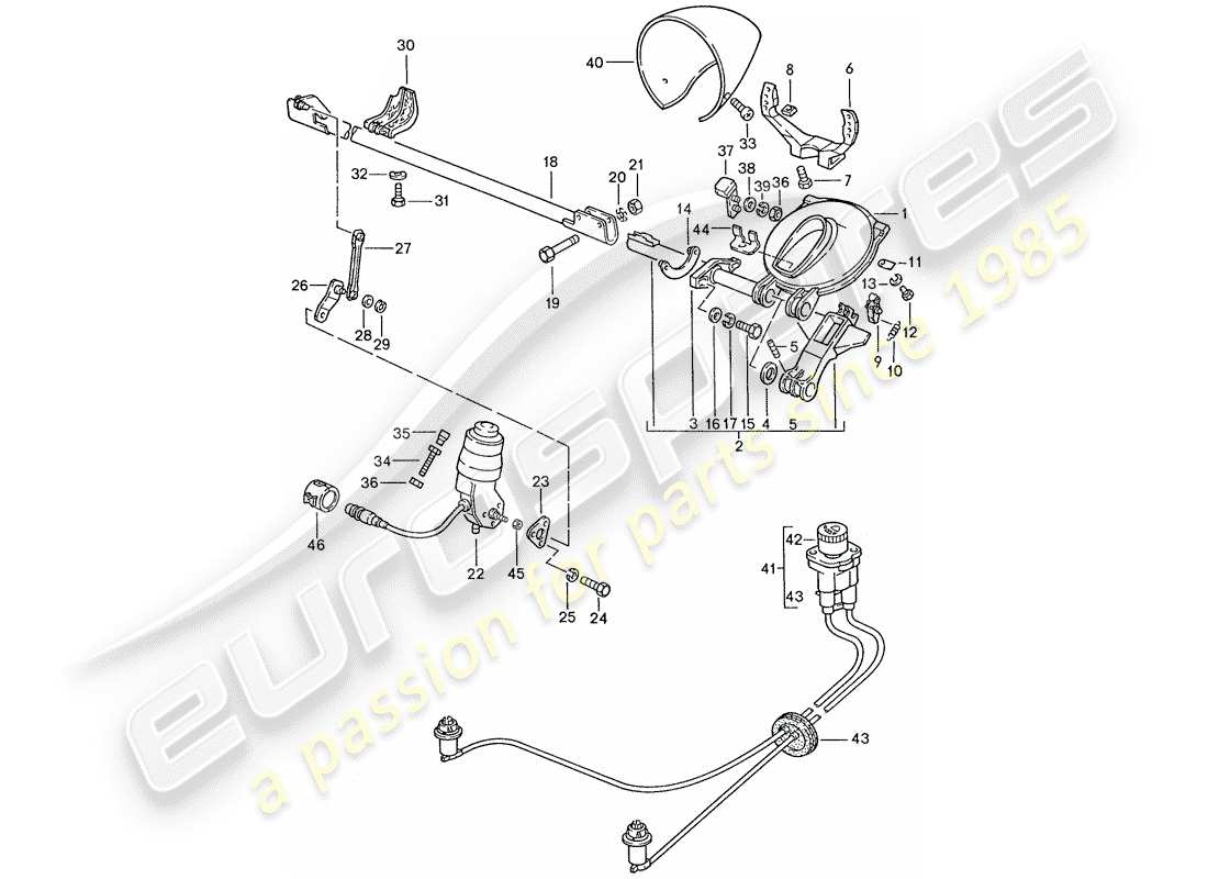 porsche 1990 (928) faro emergente diagrama de piezas