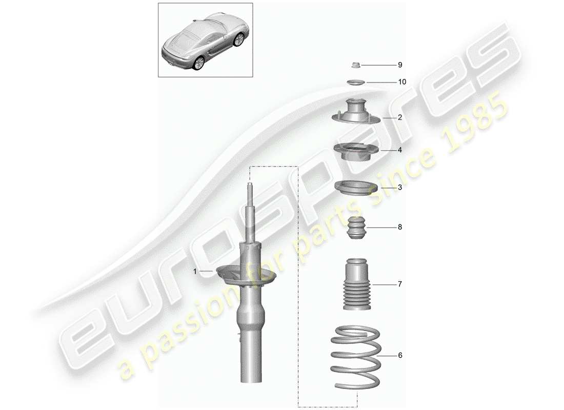 porsche cayman 981 (2016) diagrama de piezas del amortiguador