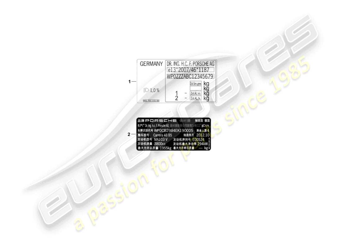 porsche 2007 (987 cayman) señales/avisos diagrama de piezas