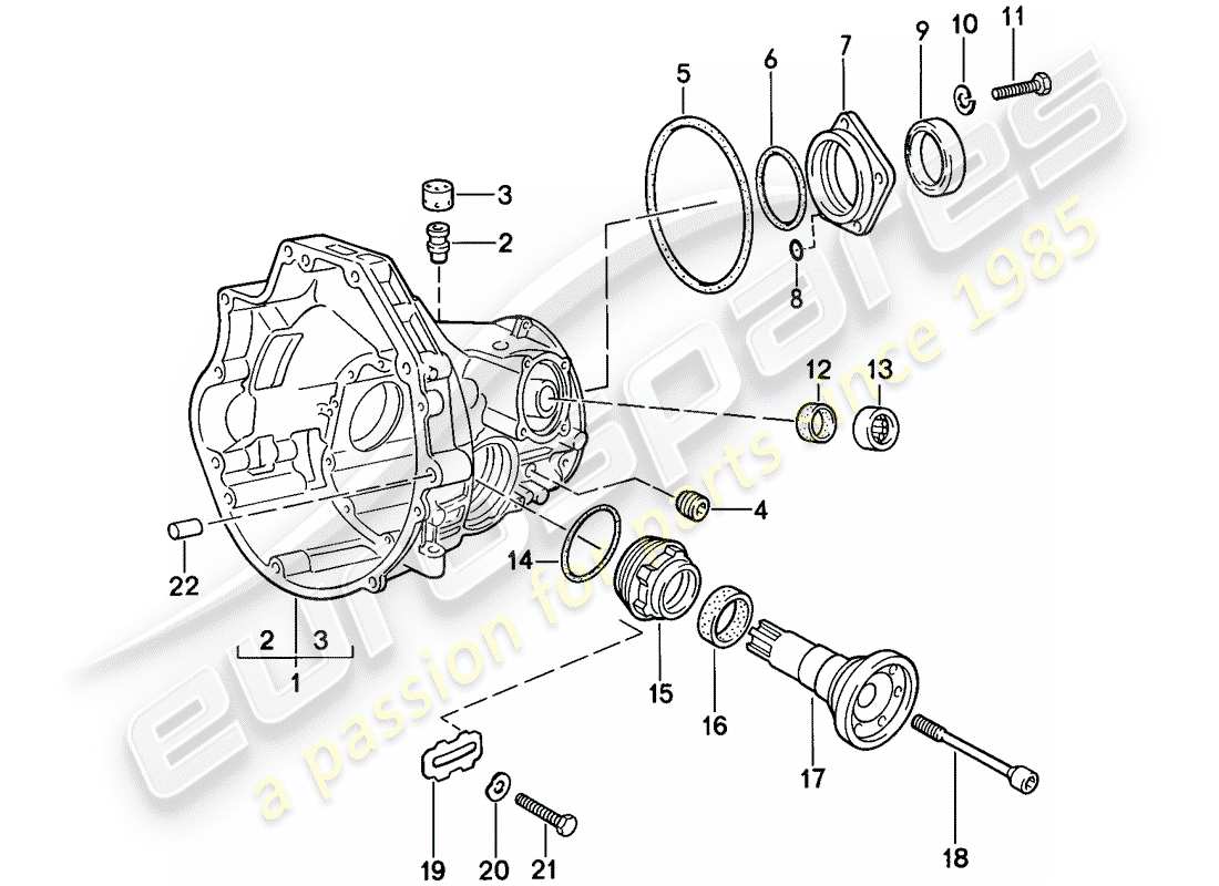 porsche 1986 (944) transmisión de repuesto - carcasa de impulsión final - para - transmisión automática diagrama de piezas