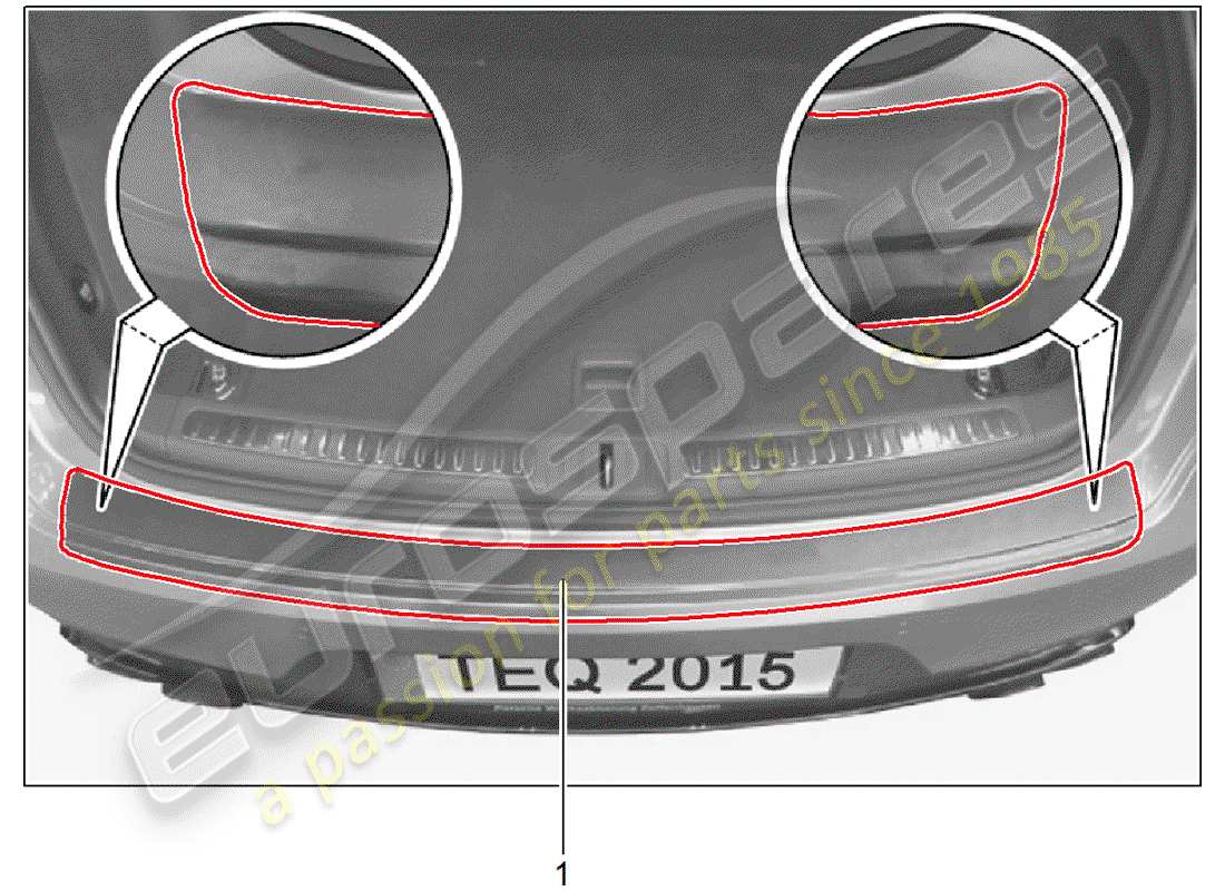 porsche 2019 (tequipment macan) protección del borde de carga diagrama de piezas