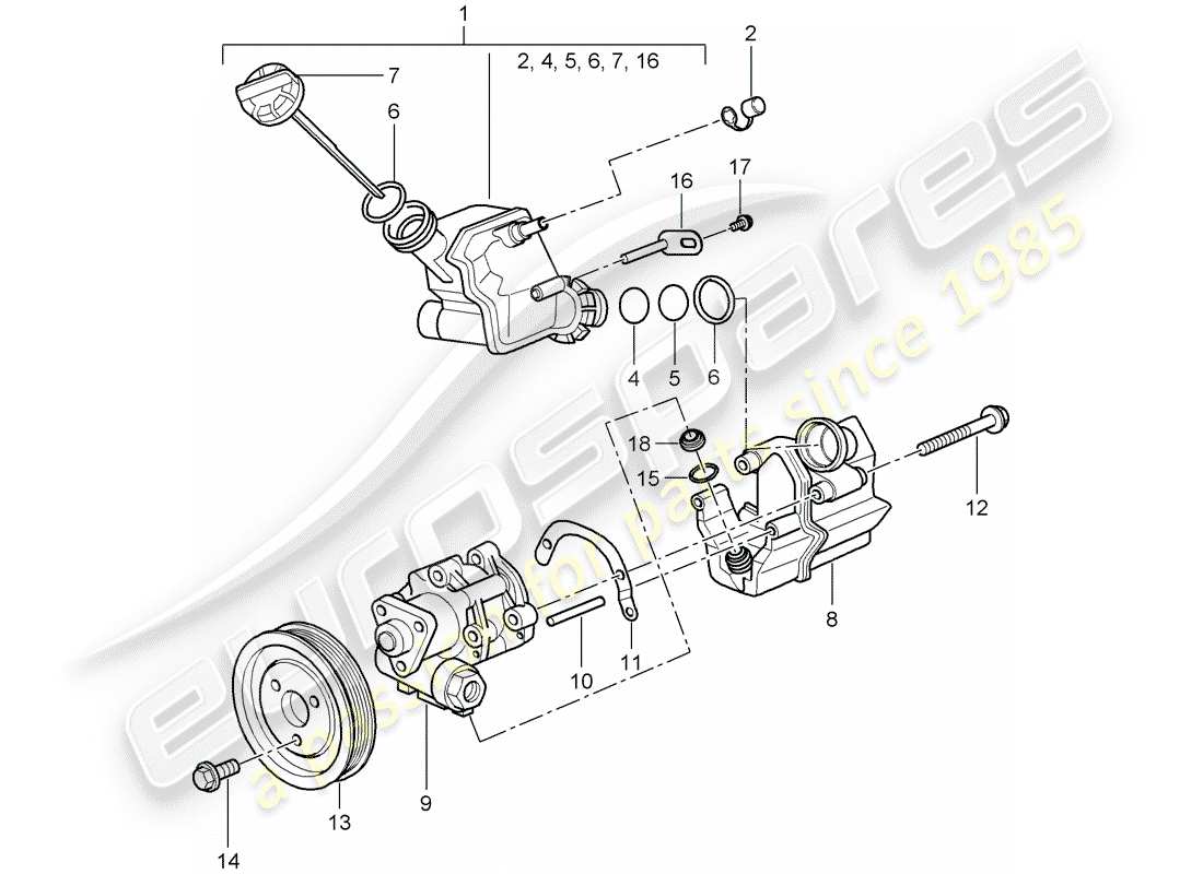 porsche 2007 (997-1) dirección asistida diagrama de piezas
