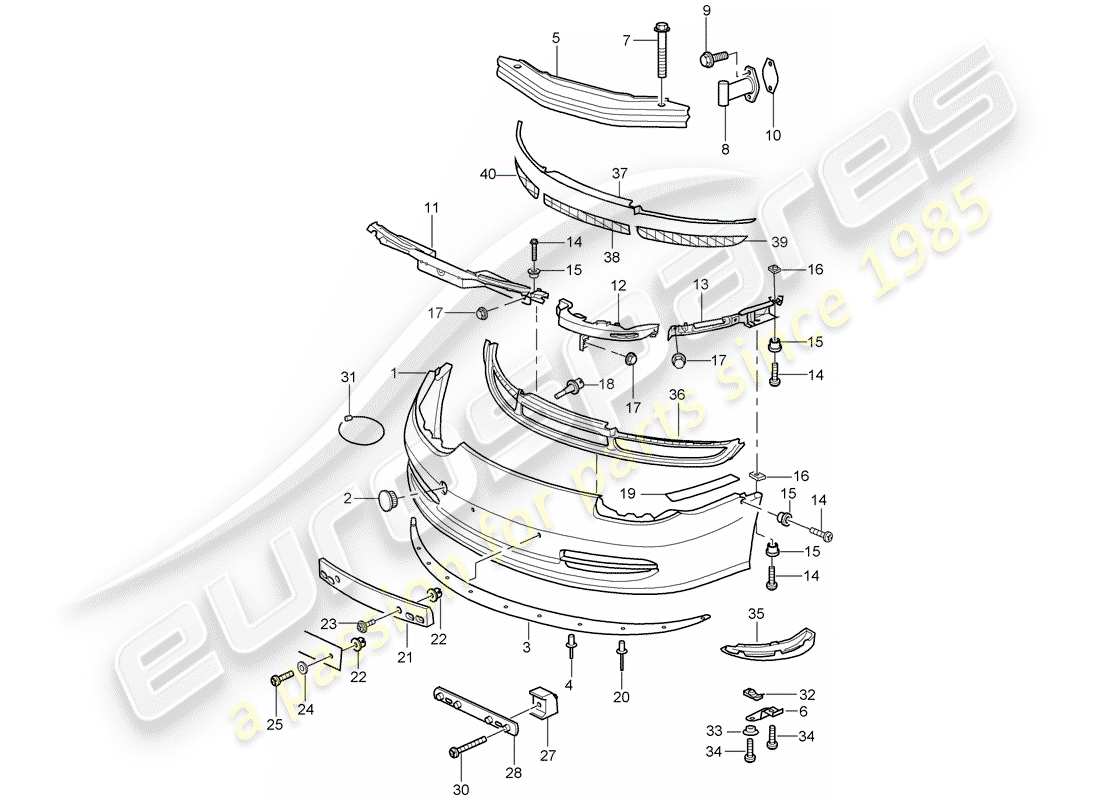porsche 2003 (996 gt3) parachoque diagrama de piezas