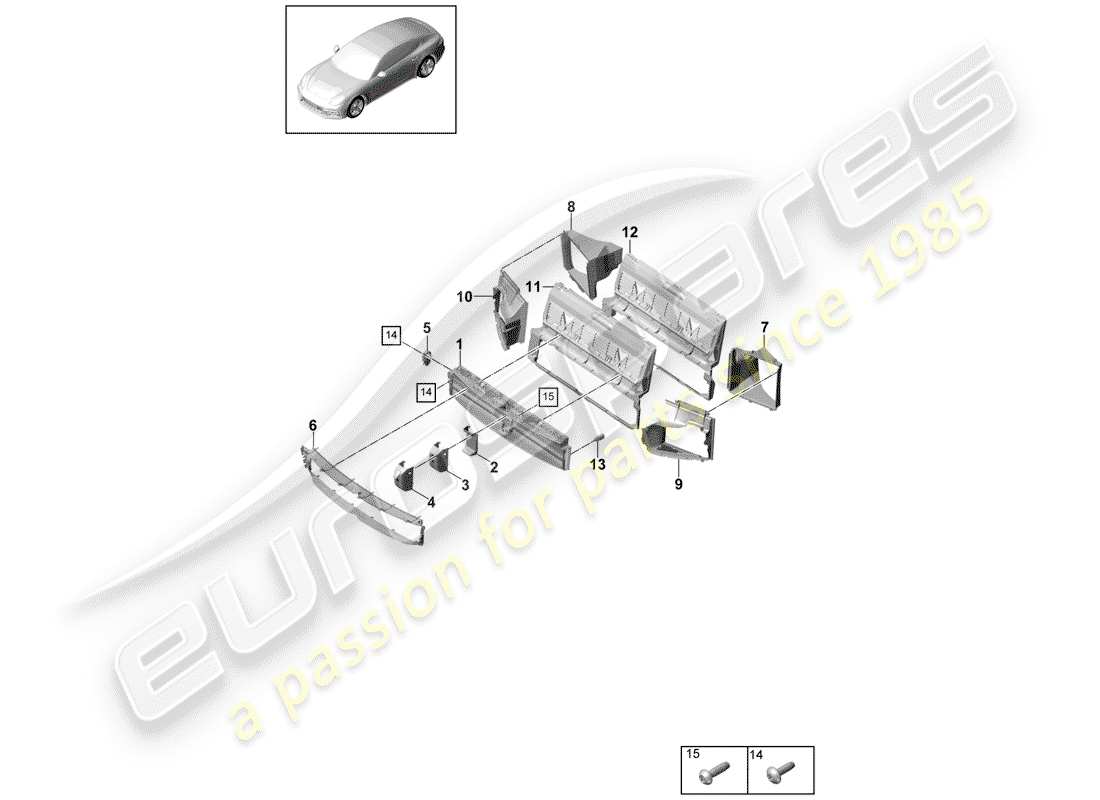 porsche 2019 (panamera 971-1) ducto de aire diagrama de piezas