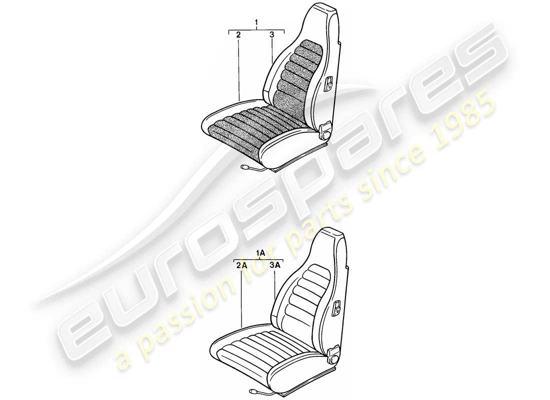porsche 1976 (924) asiento delantero - completo - cubierta del asiento diagrama de piezas