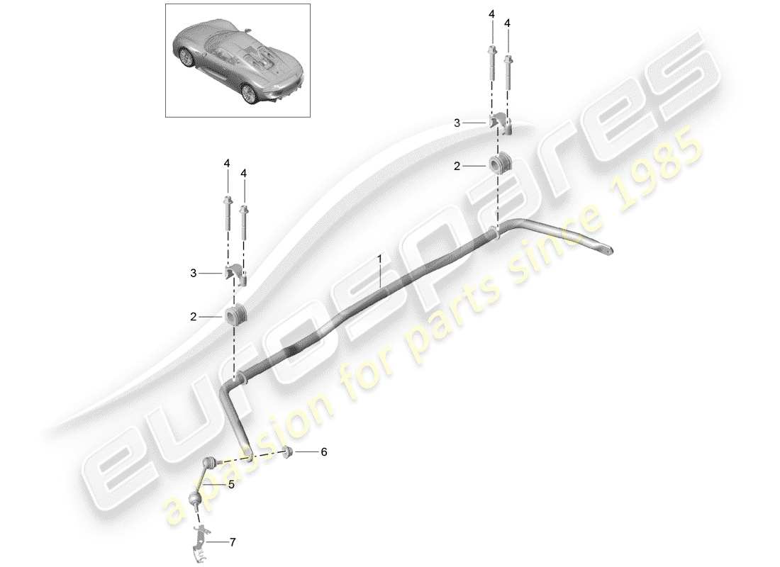 porsche 918 spyder (2015) diagrama de piezas del estabilizador