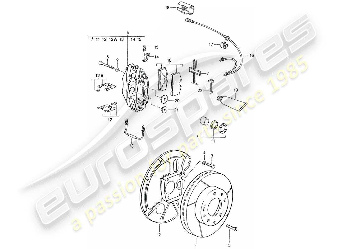 porsche 1992 (928) frenos de disco - ver información técnica - gr.4 nr. 1/89 diagrama de piezas