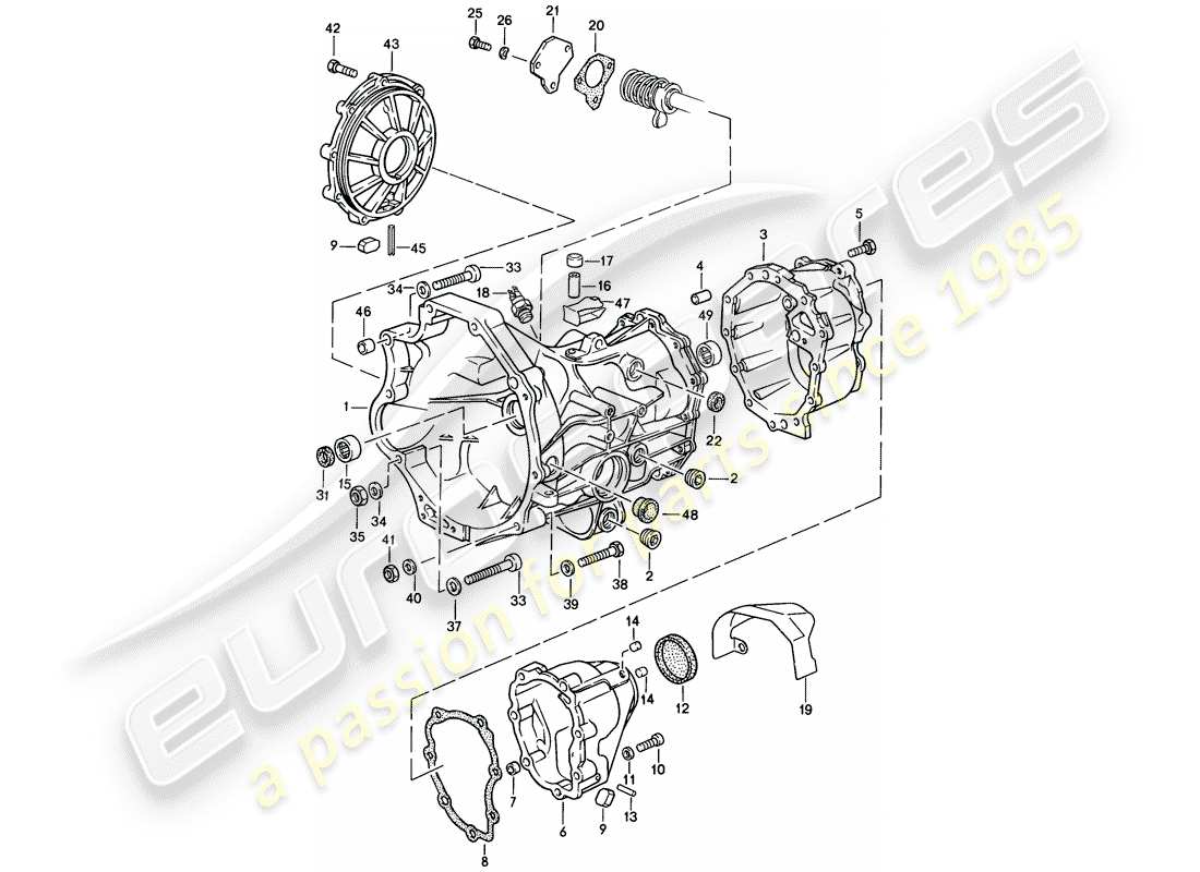 porsche 1988 (944) transmisión de repuesto - caja de transmisión - caja de cambios manual diagrama de piezas