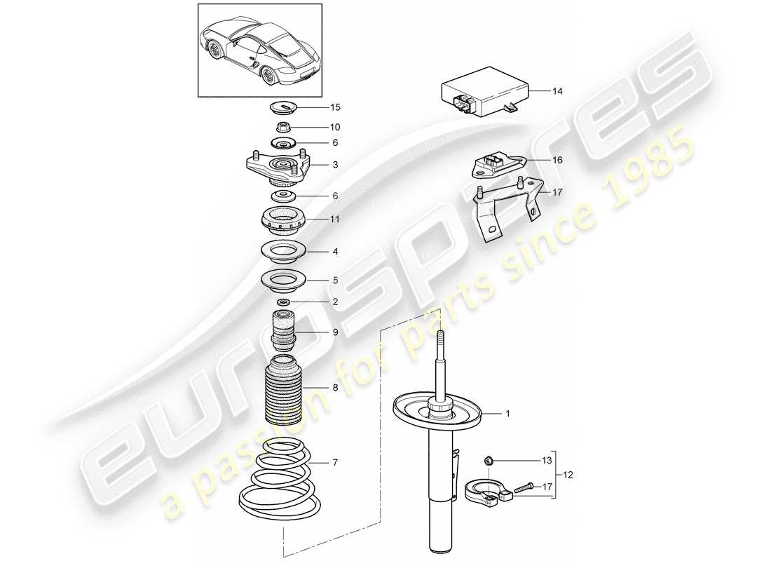 porsche 2011 (987 cayman) suspensión diagrama de piezas