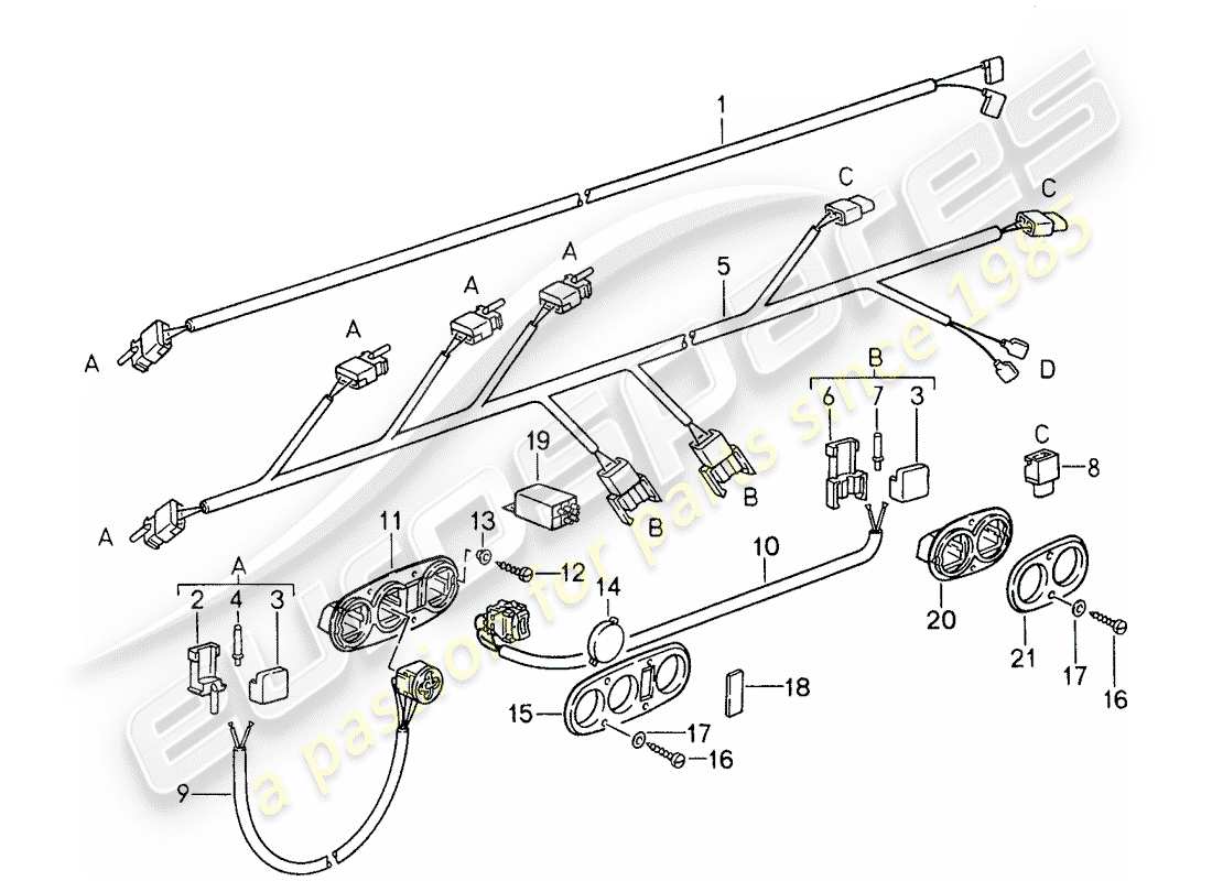 porsche 1987 (959) asiento delantero - arnés - interruptor diagrama de piezas