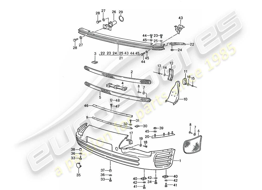 porsche 1987 (959) parachoque diagrama de piezas