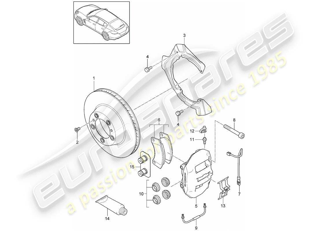 porsche 2014 (panamera 970) frenos de disco diagrama de piezas